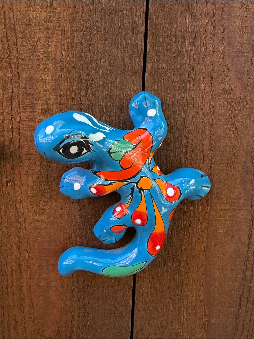 Blue Talavera Hand-Painted Gecko/Salamander Wall Décor.